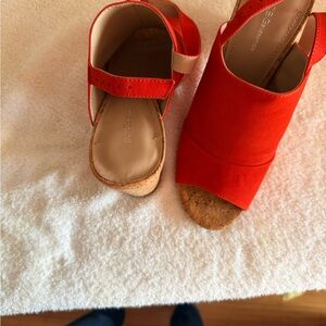 Red Open-Toe Wedge Sandals